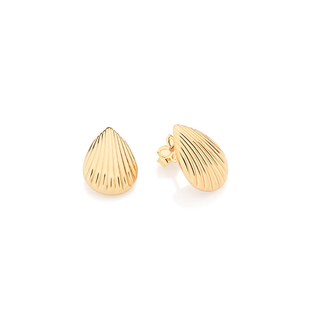 GOLD ANCIENT SHELL STUD EARRINGS