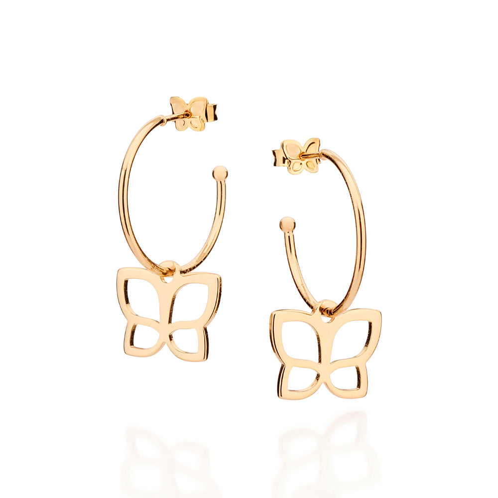 GOLD ROMMANEL BUTTERFLY HOOP EARRINGS