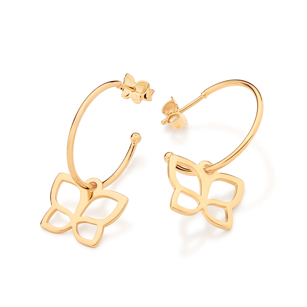 GOLD ROMMANEL BUTTERFLY HOOP EARRINGS