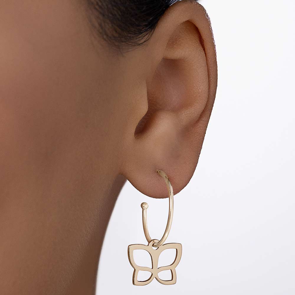 GOLD ROMMANEL BUTTERFLY HOOP EARRINGS