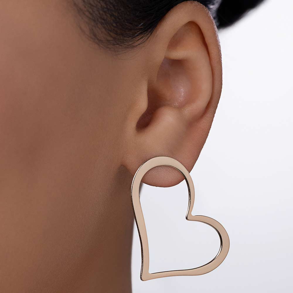 GOLD HOLLOW ORIGIN HEART MAXI EARRINGS