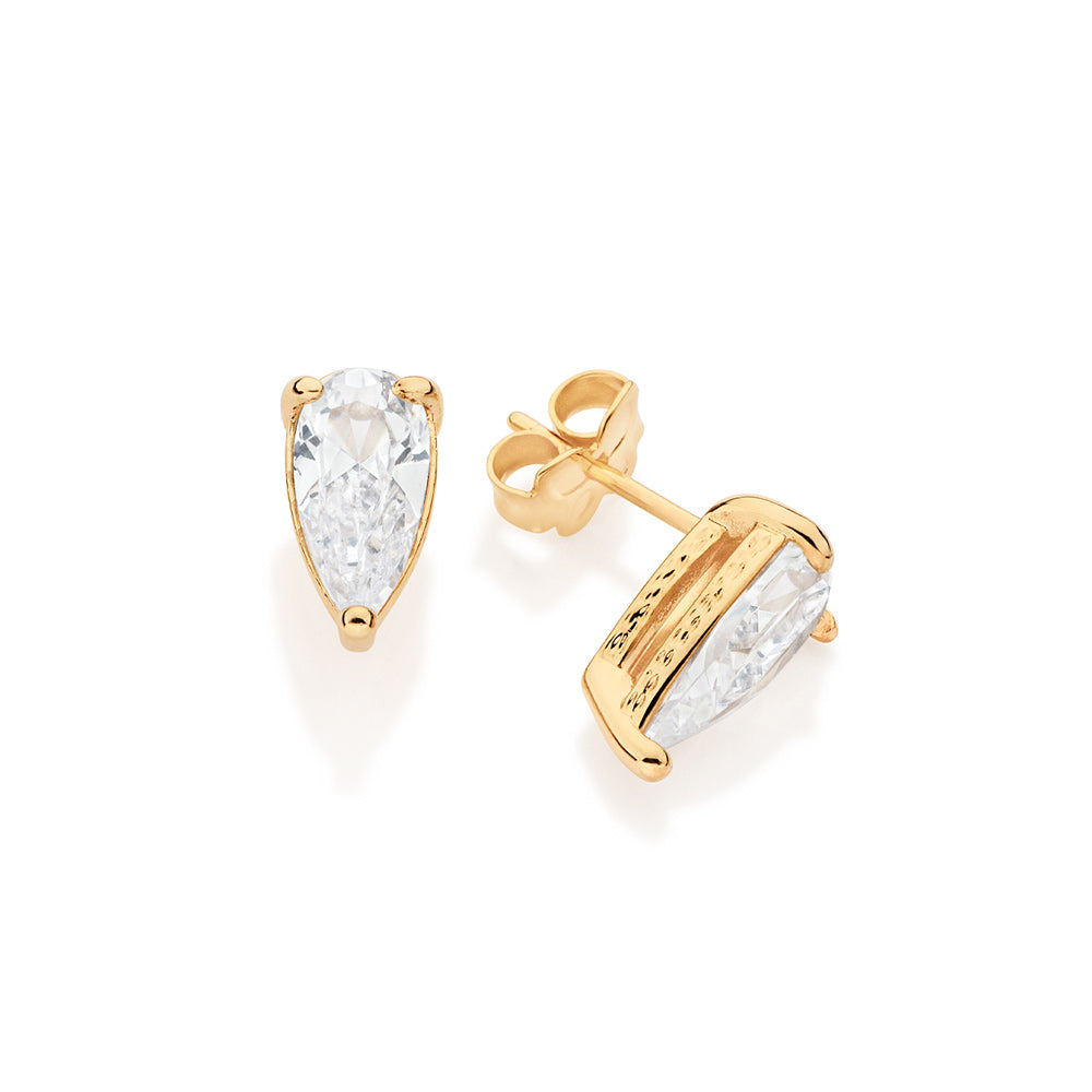 GOLD MAJESTIC DROPLET STUD EARRINGS