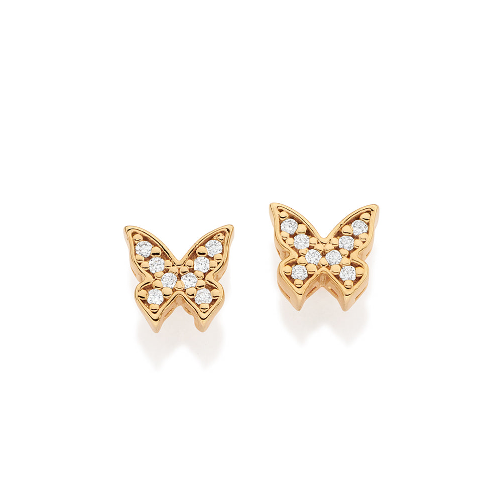 GOLD LIGHT BUTTERFLY STUD EARRINGS