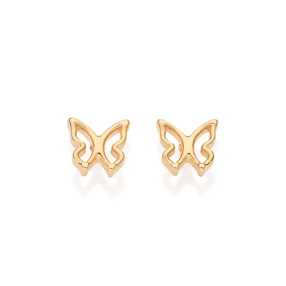GOLD HOLLOW BUTTERFLY STUD EARRINGS