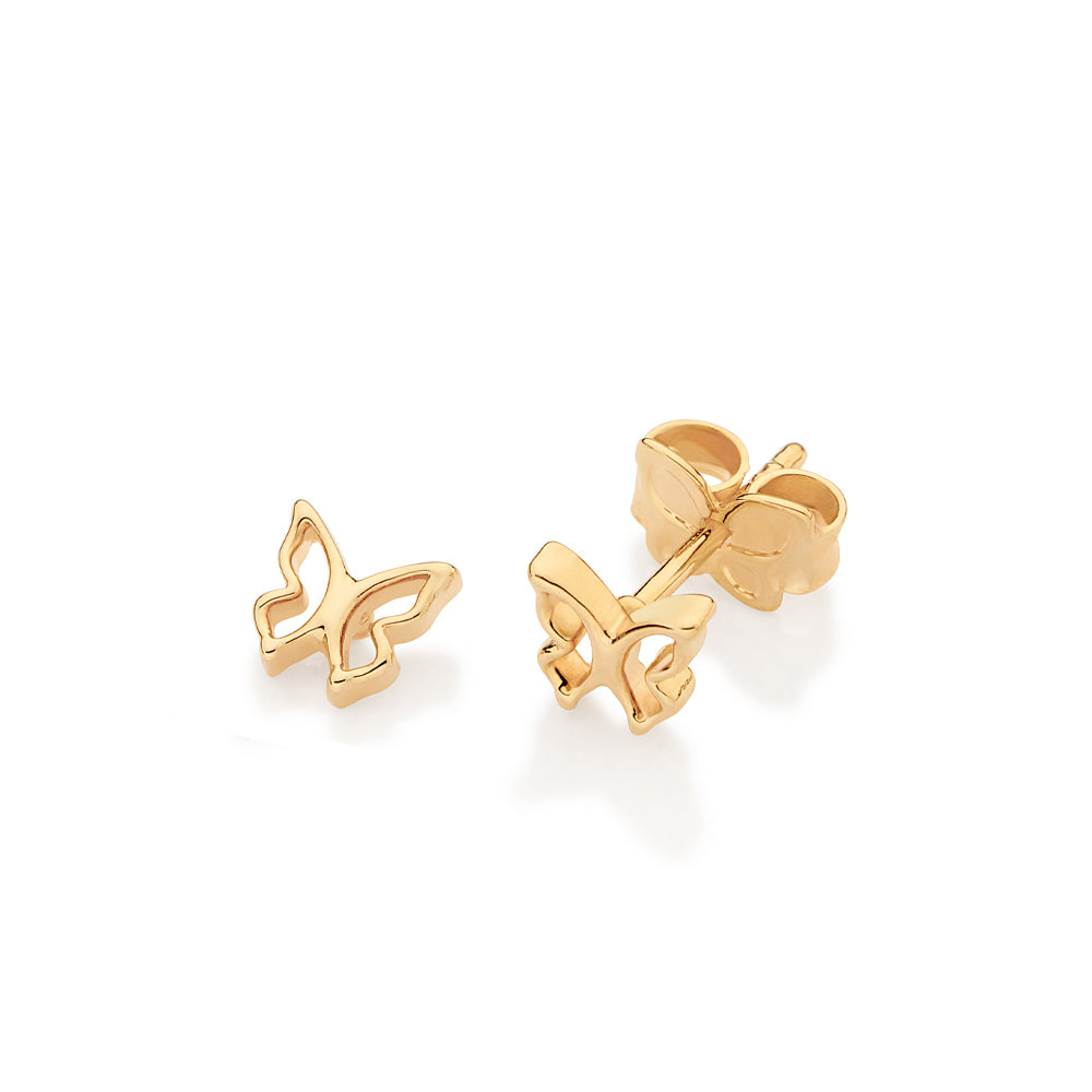 GOLD HOLLOW BUTTERFLY STUD EARRINGS