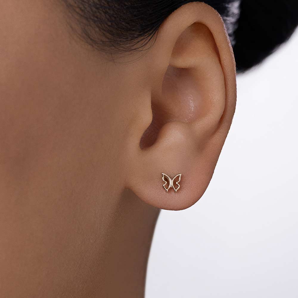 GOLD HOLLOW BUTTERFLY STUD EARRINGS