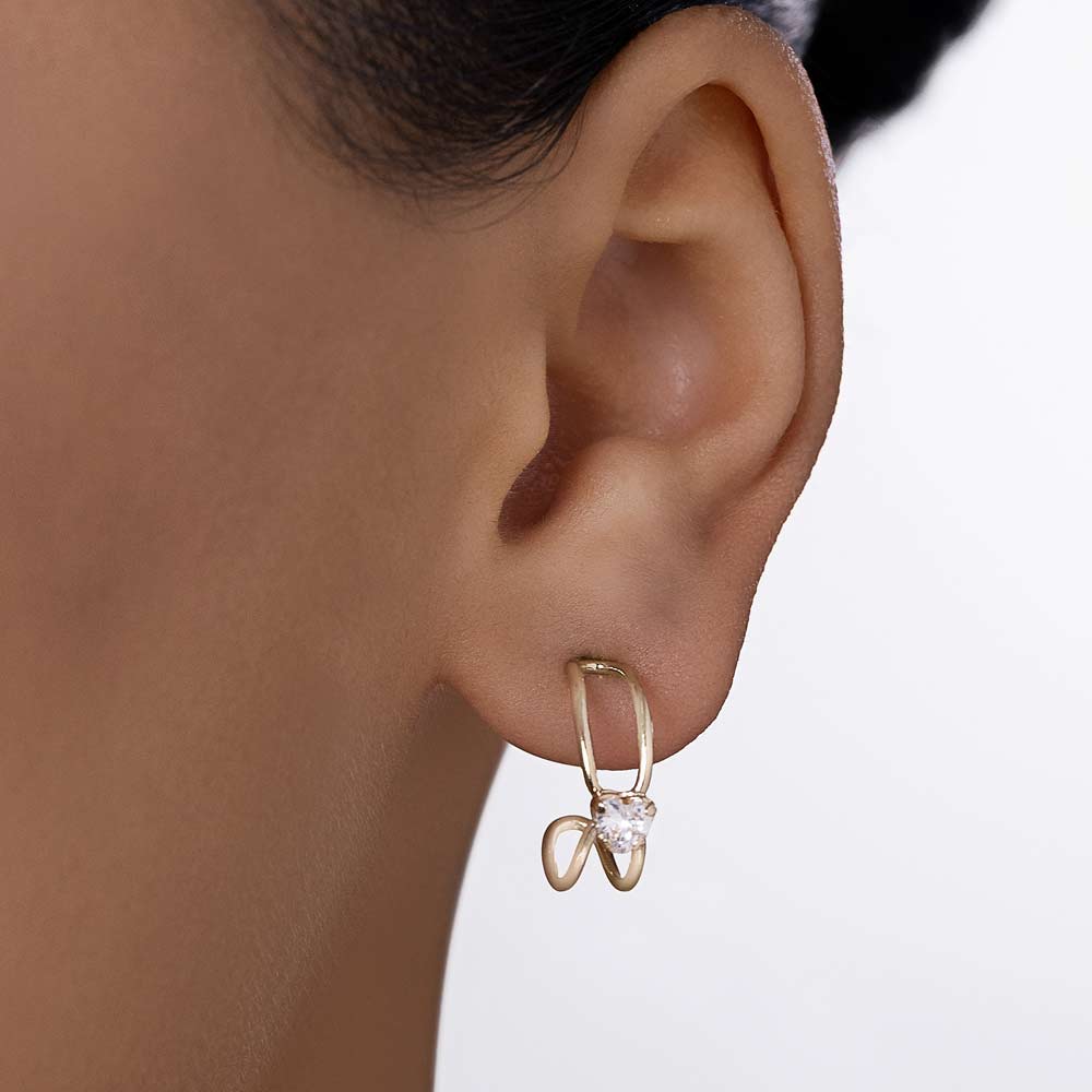 GOLD DOUBLE HEART OF DESTINY HOOP EARRINGS