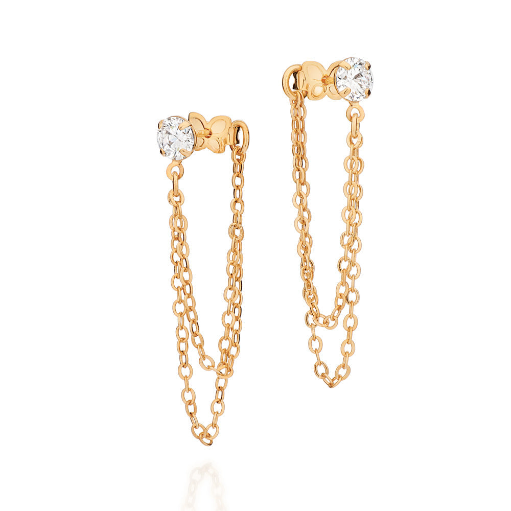 GOLD MYKONOS CHAIN EARRINGS