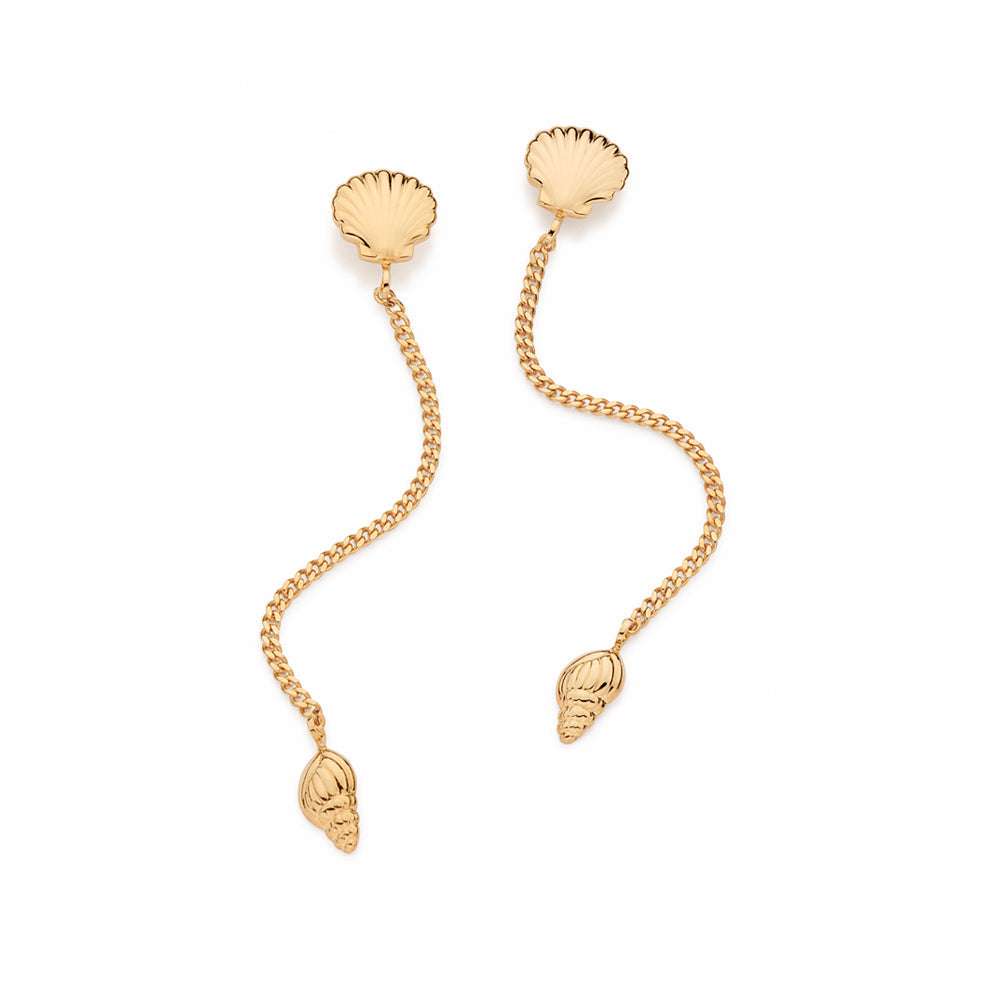 GOLD COSTA SEASHELL CHAIN EARRINGS