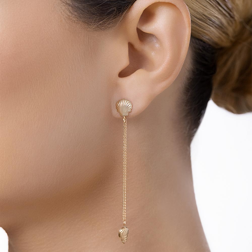 GOLD COSTA SEASHELL CHAIN EARRINGS