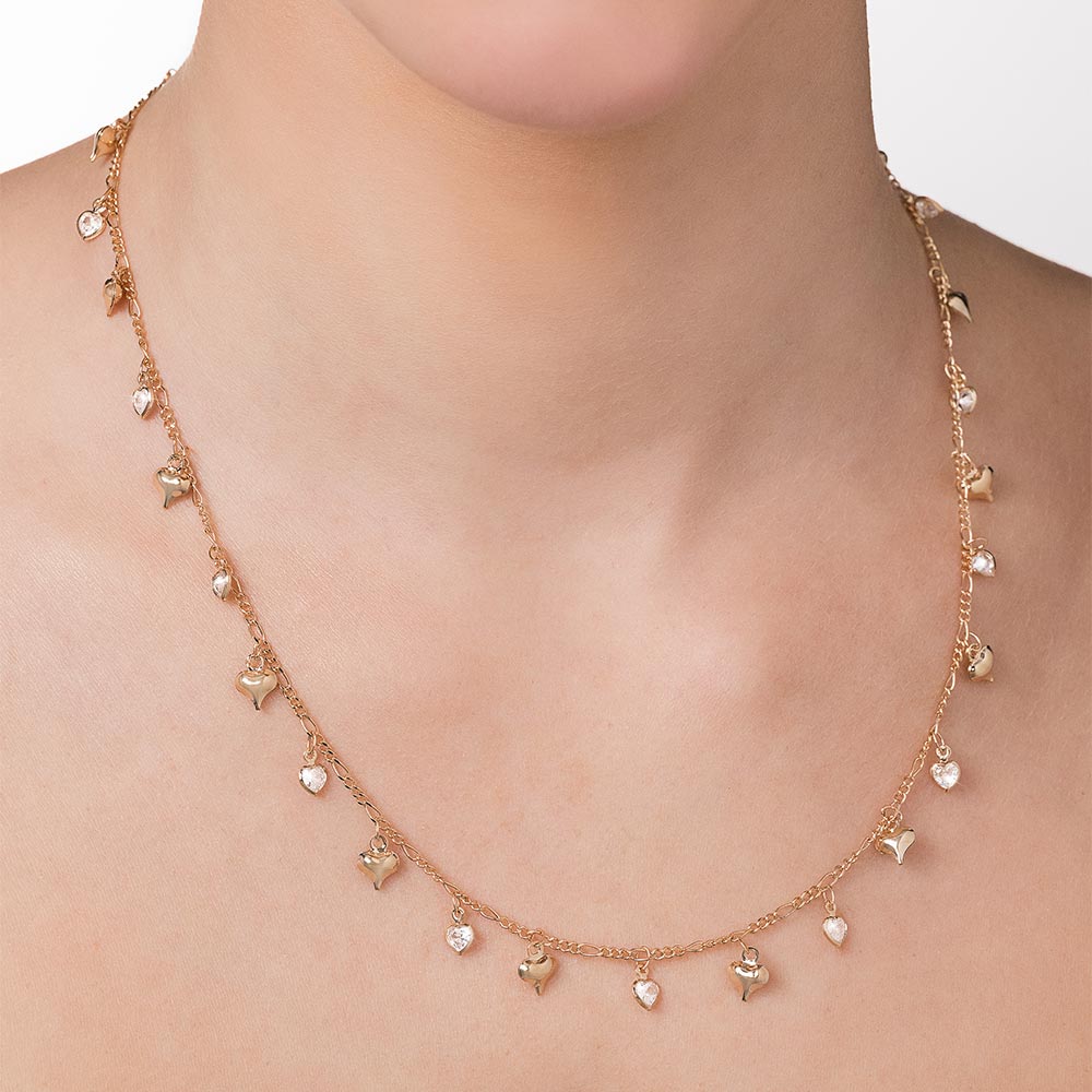 GOLD SHIMMERING HEARTS NECKLACE