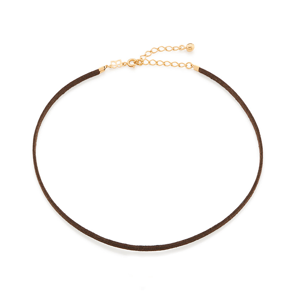 GOLD BROWN LEATHER CHOKER