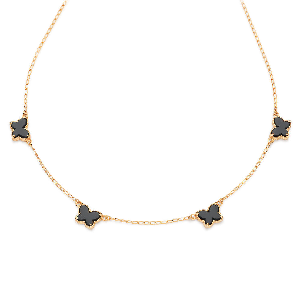GOLD BLACK BUTTERFLY NECKLACE
