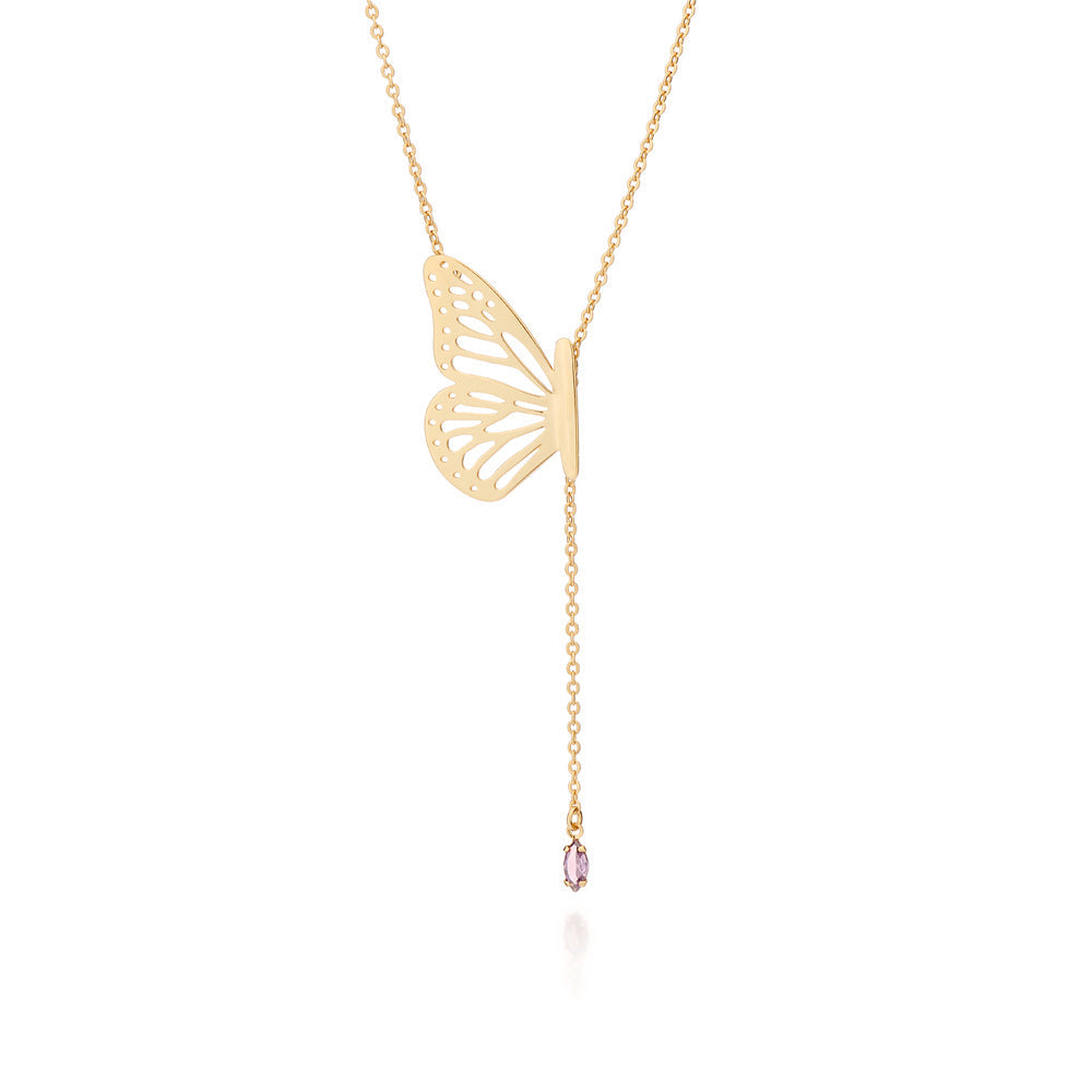 GOLD BUTTERFLY OF TIME Y-NECKLACE