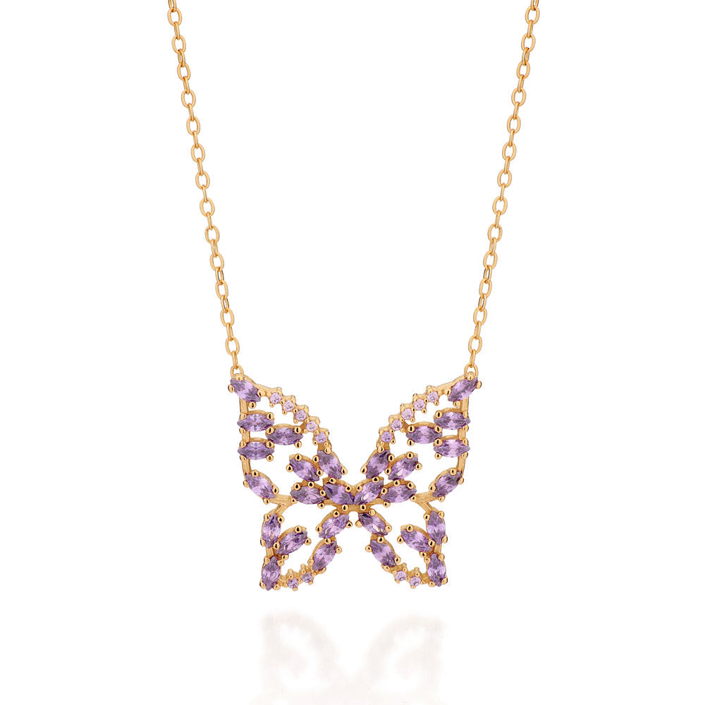 GOLD THE HISTORY OF PURPLE BUTTERFLY NECKLACE