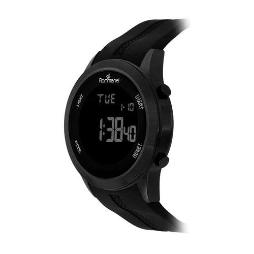 BLACK DIGITAL LCD WATCH WITH SILICONE STRAP