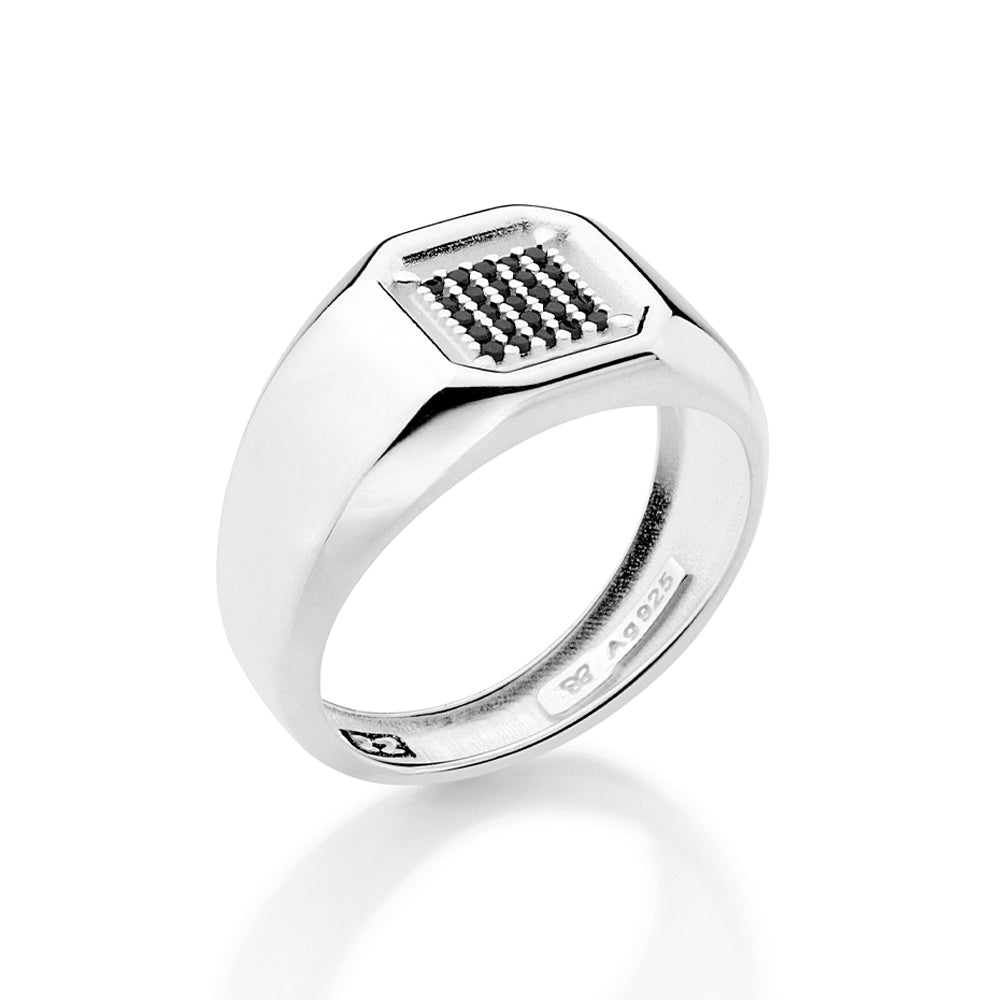 MEN’S SILVER 925 OCTAGONAL CHEVALIER RING