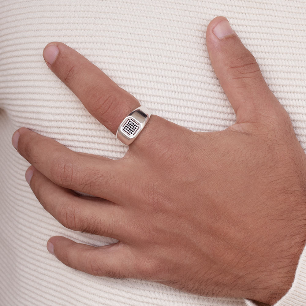 MEN’S SILVER 925 OCTAGONAL CHEVALIER RING