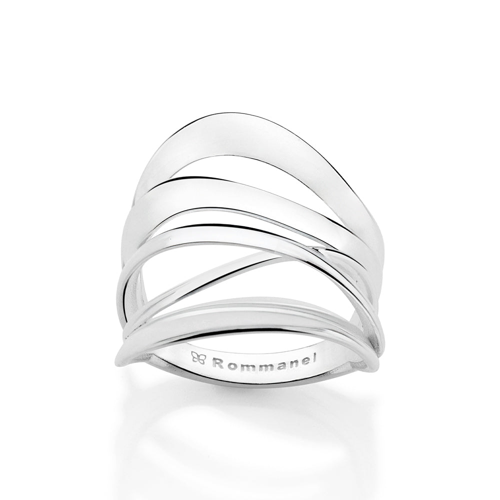 SILVER 925 WHIRLWIND LINES MAXI RING