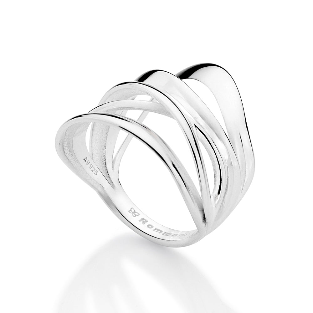 SILVER 925 WHIRLWIND LINES MAXI RING