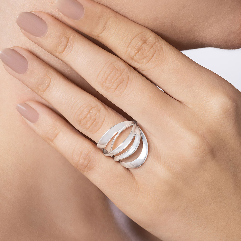 SILVER 925 WHIRLWIND LINES MAXI RING