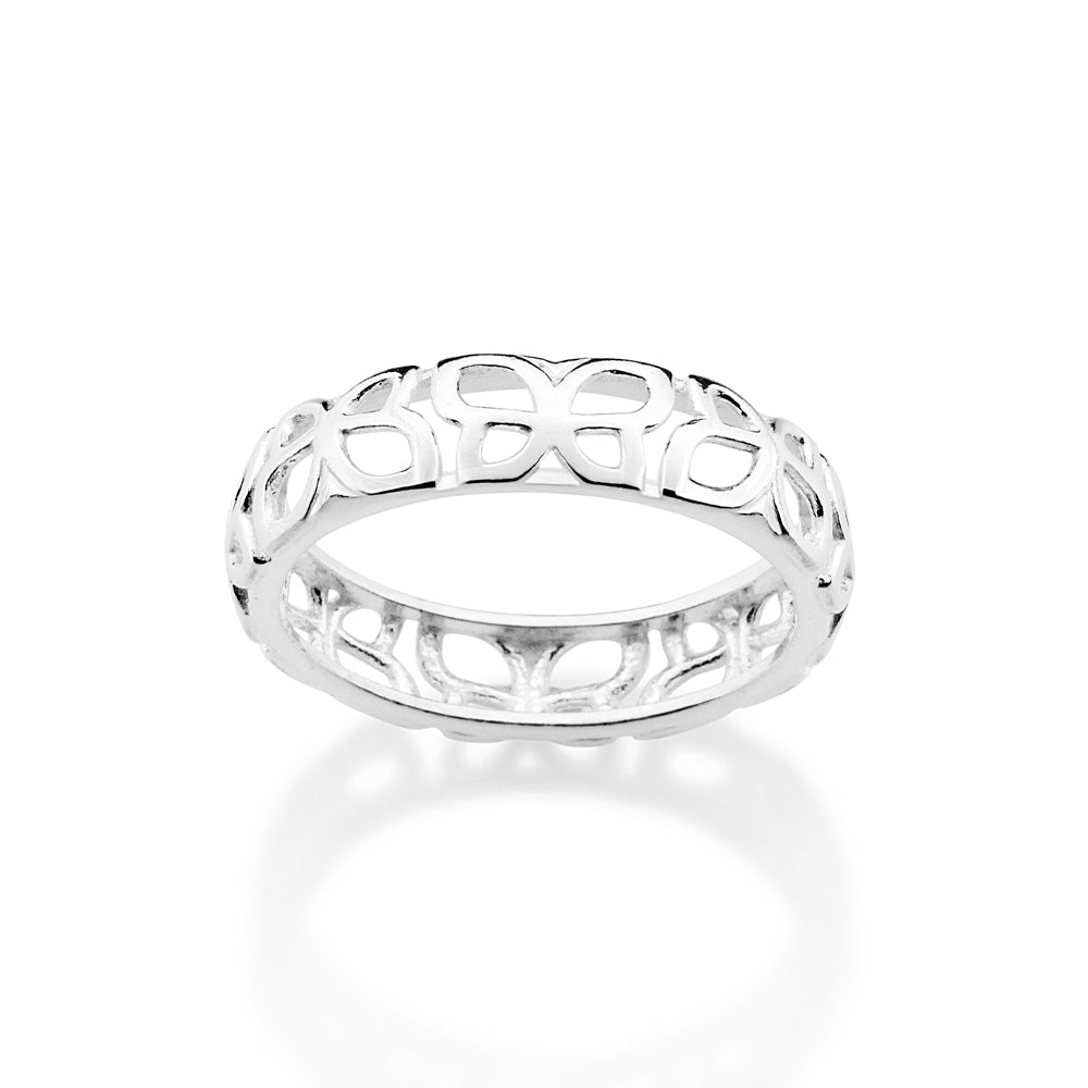 RING WITH HOLLOW BUTTERFLIES IN SOLID 925 STERLING SILVER