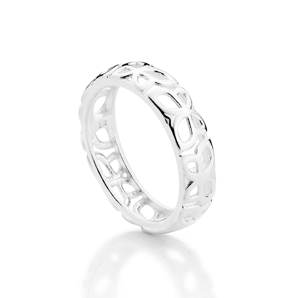 RING WITH HOLLOW BUTTERFLIES IN SOLID 925 STERLING SILVER