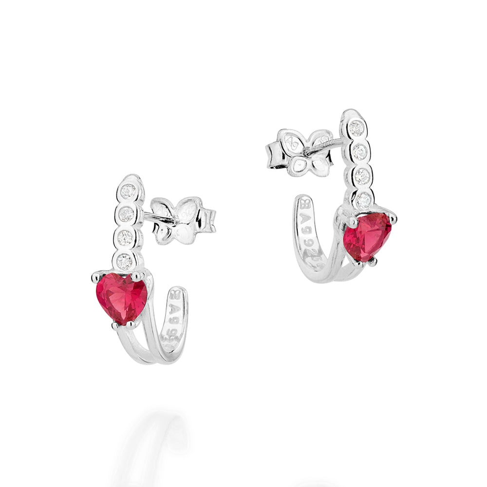 SILVER 925 LOVE DROP HUGGIE EARRINGS