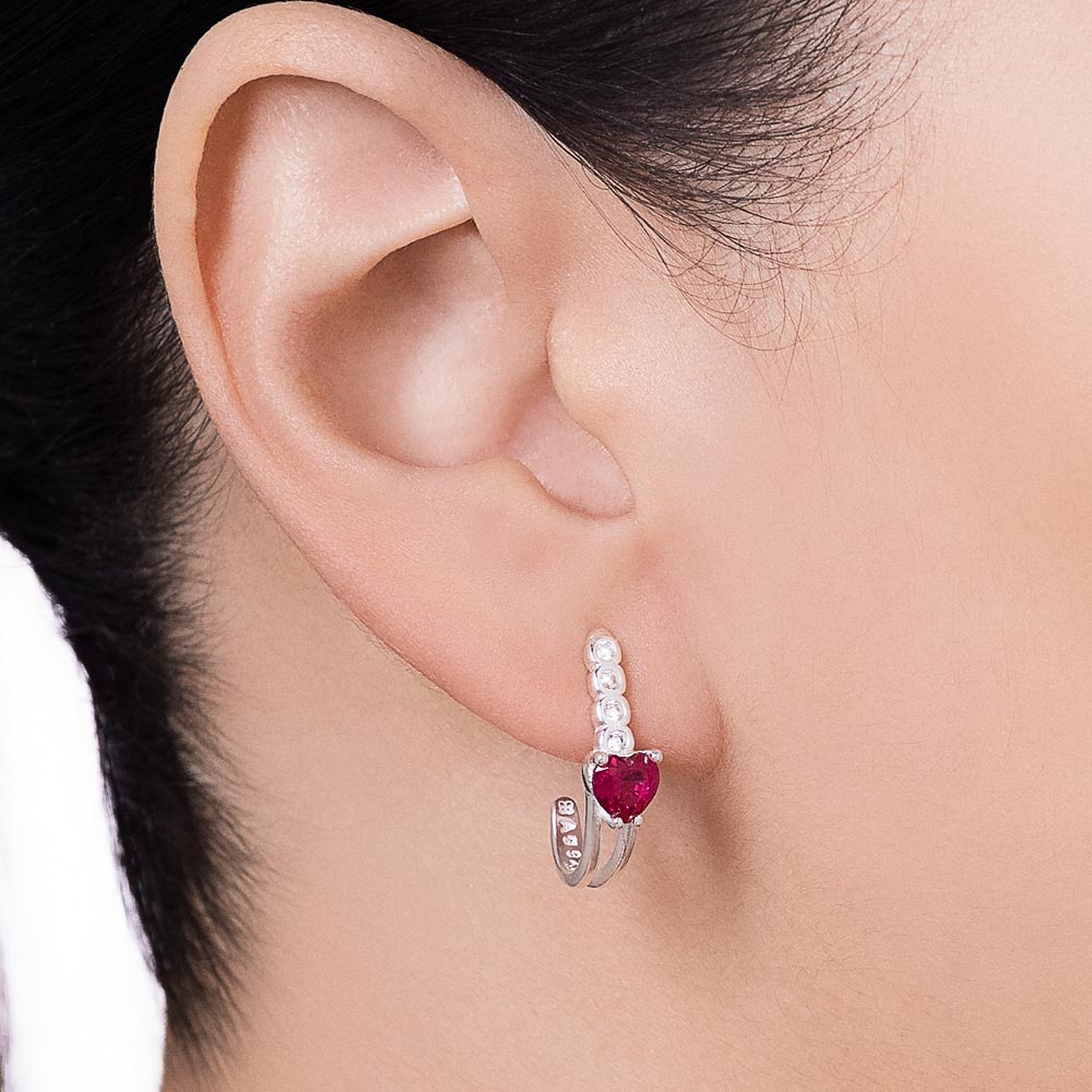 SILVER 925 LOVE DROP HUGGIE EARRINGS