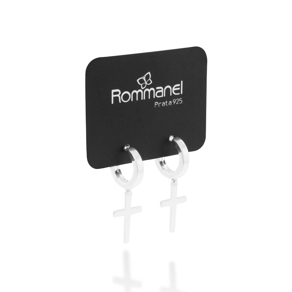 MEN’S SILVER 925 CROSS HUGGIE EARRINGS