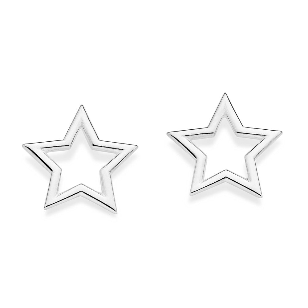 SILVER 925 HOLLOW STAR STUD EARRINGS