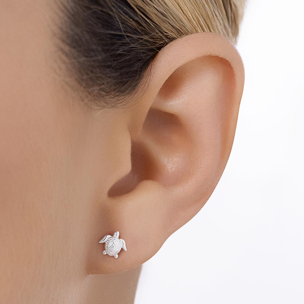 SILVER 925 TURTLE STUD EARRINGS