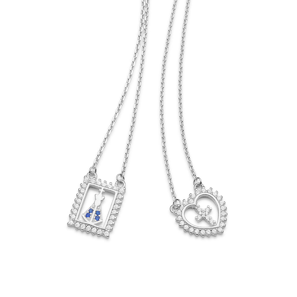 SILVER 925 HEARTS OF FAITH SCAPULAR NECKLACE