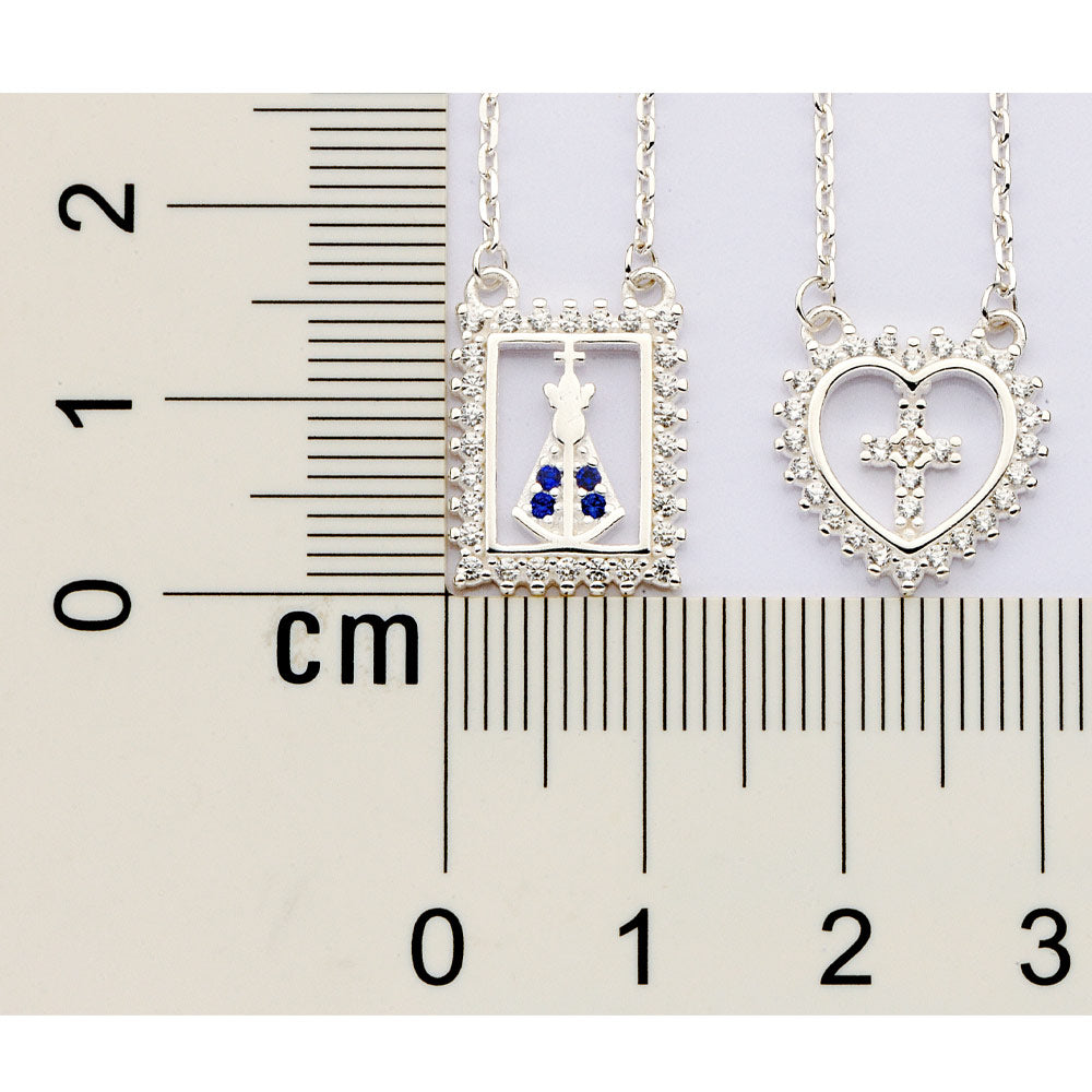 SILVER 925 HEARTS OF FAITH SCAPULAR NECKLACE
