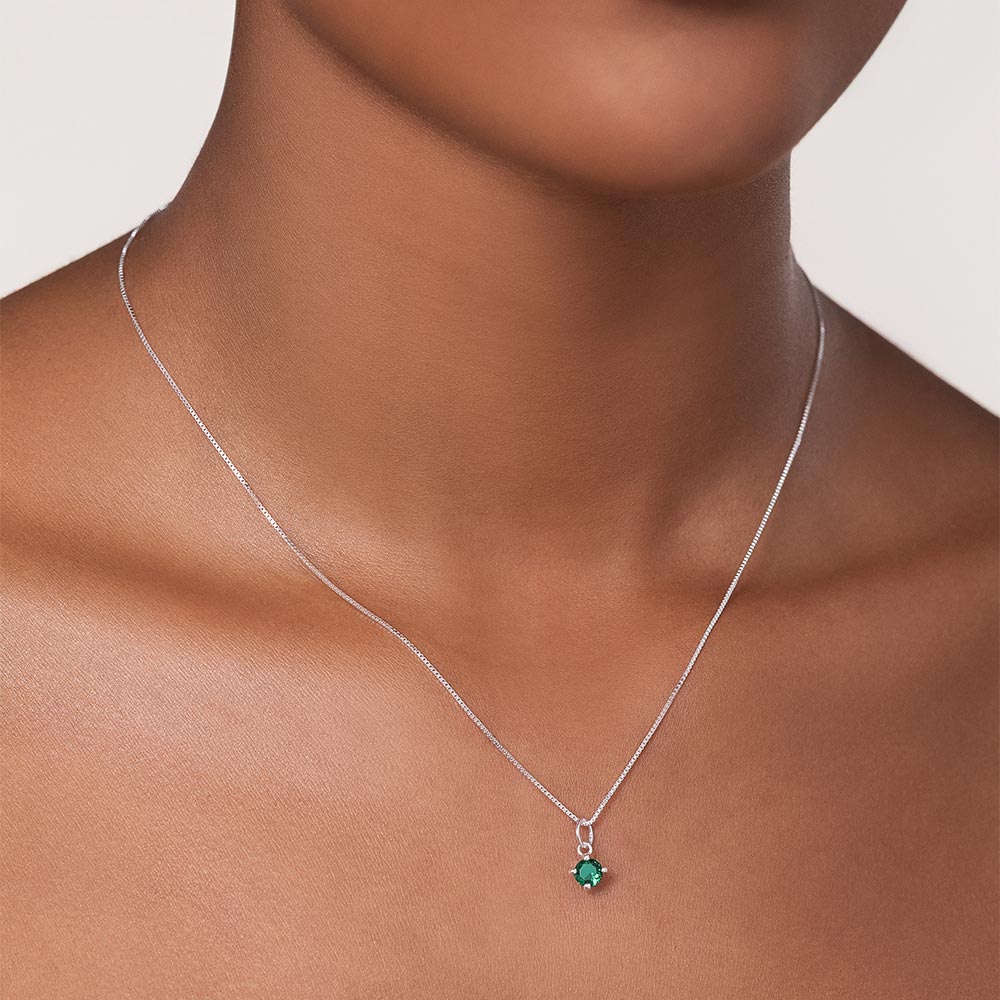 SILVER 925 GREEN ESSENTIAL NECKLACE