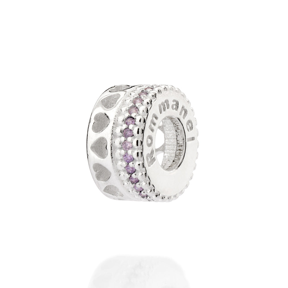 SILVER 925 AMETHYST HEARTLINE CHARM