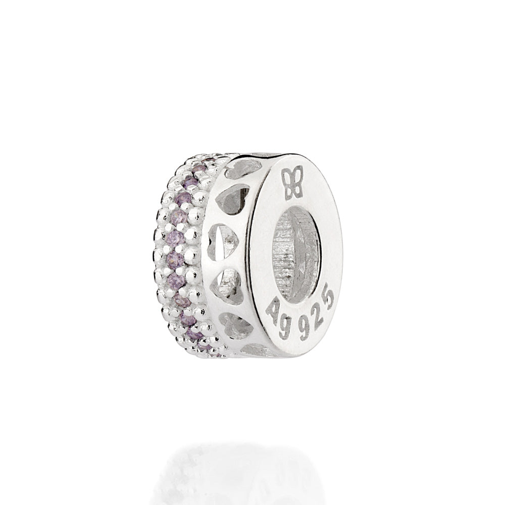 SILVER 925 AMETHYST HEARTLINE CHARM
