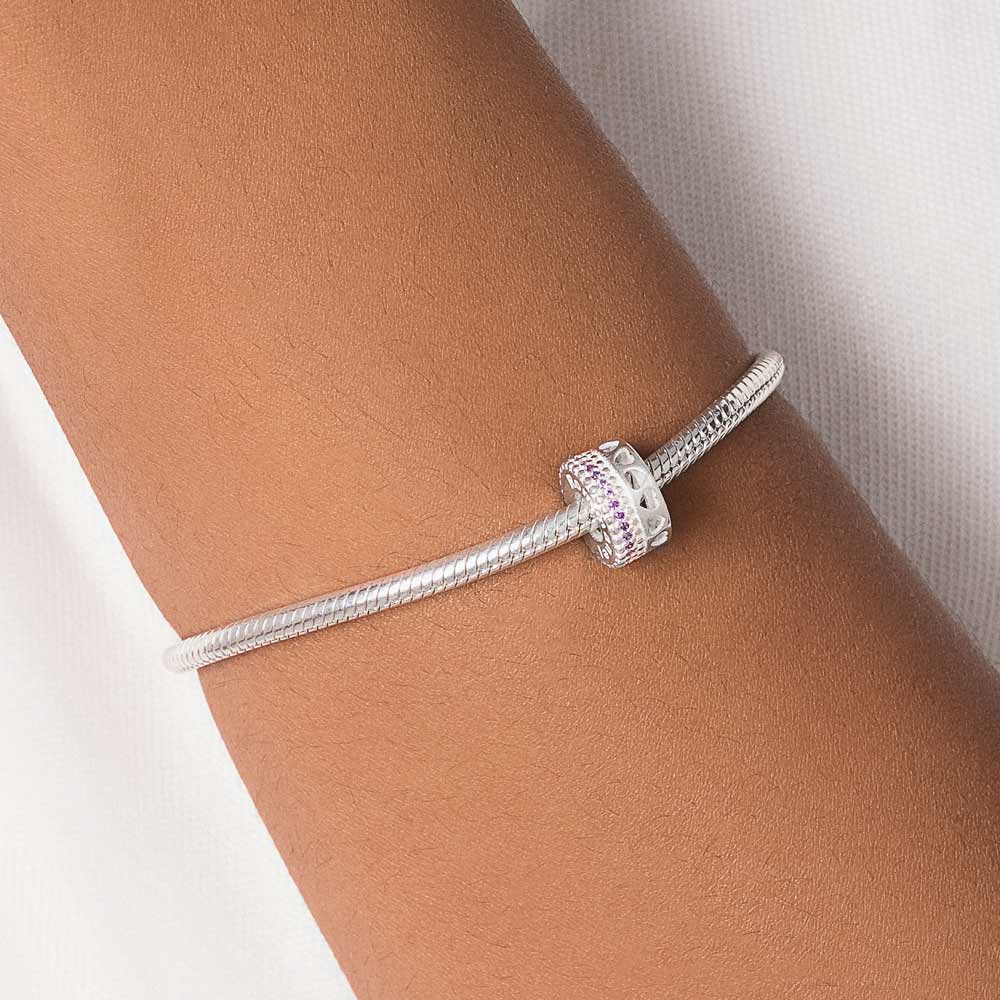 SILVER 925 AMETHYST HEARTLINE CHARM