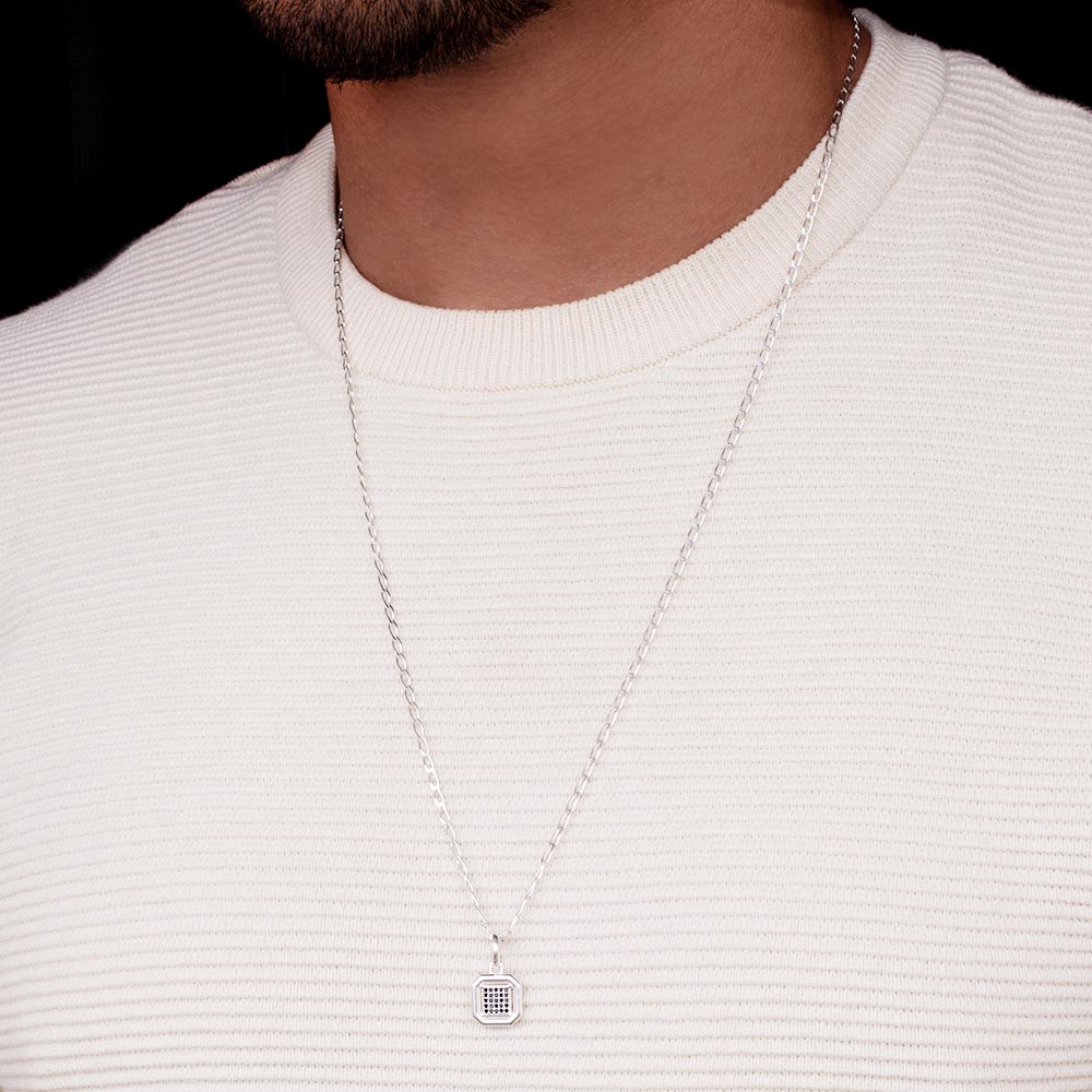 MEN'S SILVER 925 OCTAGONAL PENDANT