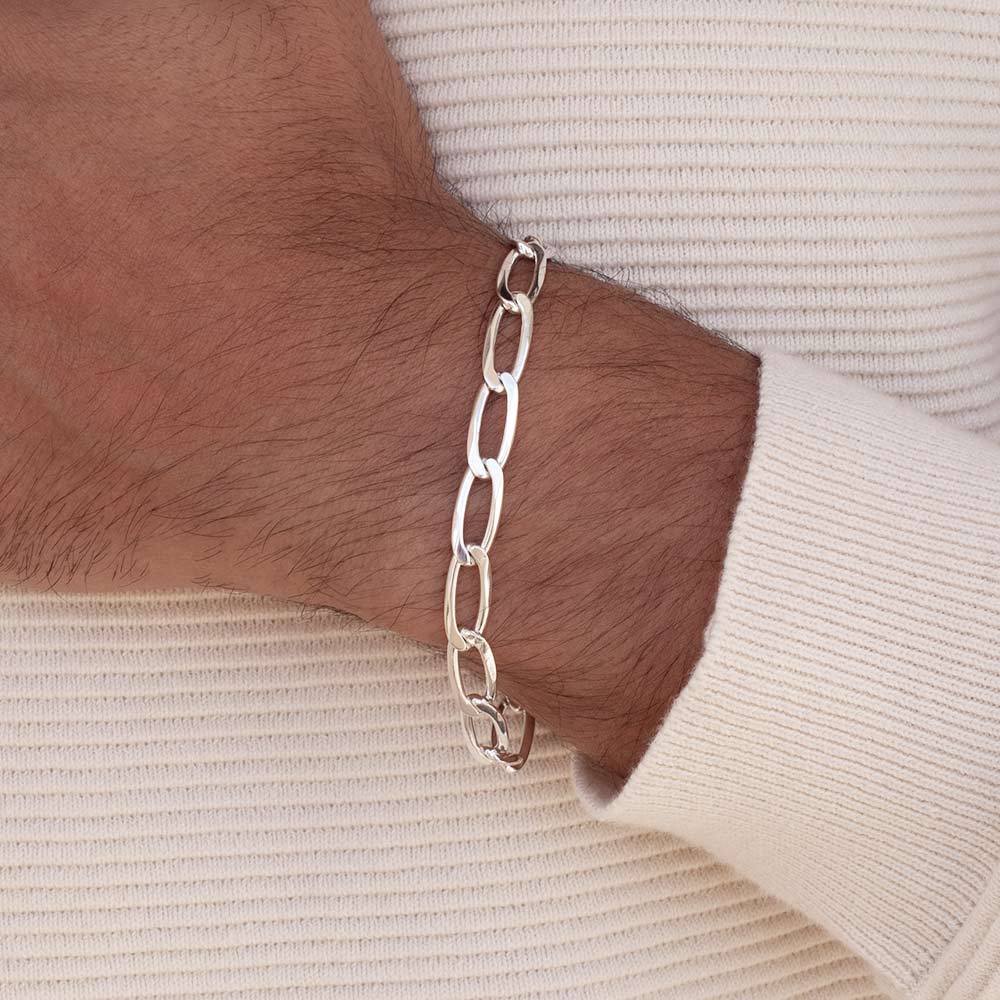 MEN'S SILVER 925 SMALL GROSMET CHAIN BRACELET